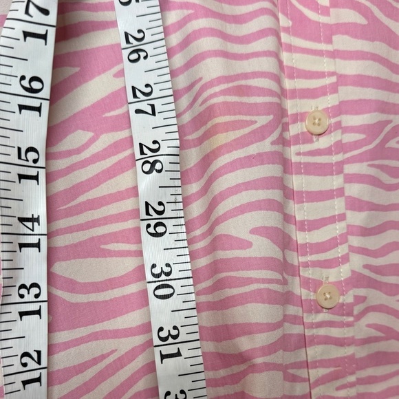 Grey Lab LA Zebra Animal Print Button Up Collared Pink Light Cream Shirt Size S - Picture 10 of 15